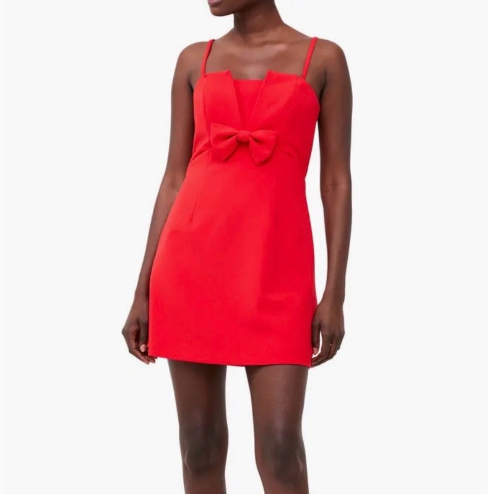 French Connection Whisper Bow Front Minidress Red